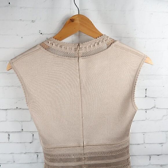 AZZEDINE ALAIA ICONIC VINTAGE SEMI SHEER CROCHET KNIT NEUTRAL DRESS SIZE SMALL - Picture 9 of 11